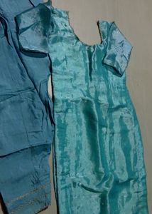 Teal Kurta with Pants & Dupatta