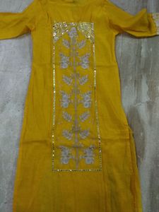 Yellow Kurta With Shrug