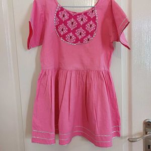 Rakhi- Pure Cotton Pink Girls Salwar Kameez