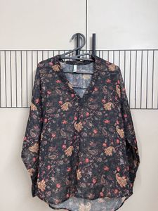 Bohemian Floral Print Sheer Top