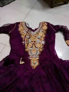 Elegant maroon Embroidered Anarkali Dress