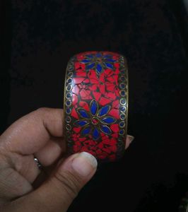 Red &amp; Blue Mosaic Flower Bangle