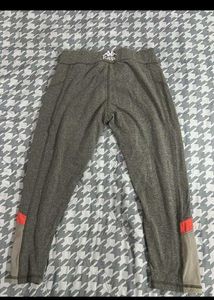 Gray Active Leggings with Coral Accents
