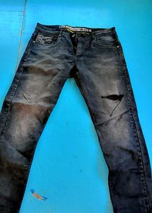 Men's Distressed Blue Denim Jeans