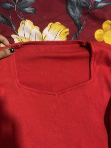 Red Long Sleeve Crop Top