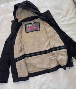 Superdry Black Lined Parka Jacket