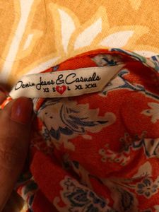 Orange Floral Print T-Shirt