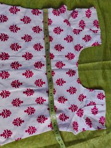White &amp; Pink Block Print Blouse