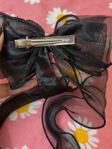 Black Sheer Bow Hair Clip
