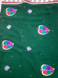Elegant Green patchwork saree. New with tag.