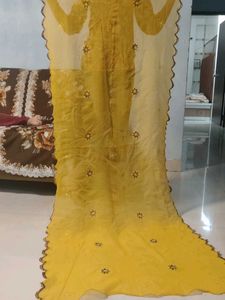 Yellow Embroidered Dupatta