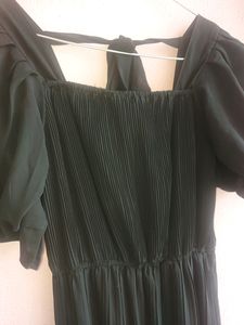 ! Pleated Design Black Straight Fit Maxi Dre