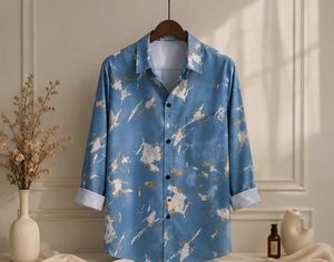 blue crinkled shirt