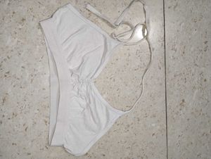 White Halter Neck Sports Bra