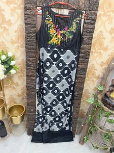 Imported Long Black Kurta Bottom Set