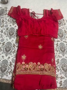Red Embroidered saree