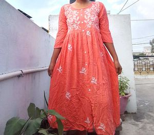 Orange Embroidered Kurta