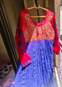 Elegant Blue Anarkali Kurta Set