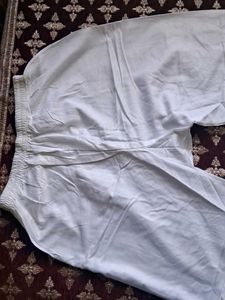 White Palazzo with Green Floral Embroidery