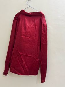 Satin Red Pajama Top