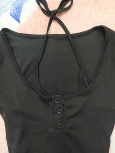 Black Cropped Halter Neck top