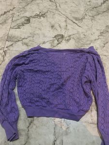 Lavender Cropped Knit Cardigan