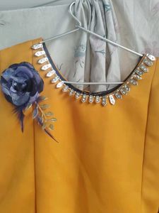 Designer Yellow &amp; Black Ethnic Gown