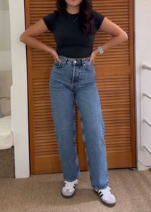 Light Wash Blue high waist straight boo