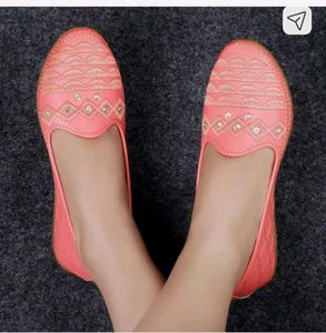 Cute Coral Embroidered Loafers