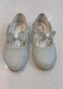 Sparkly Silver Flats with Bow