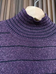 Sparkly Purple Striped Turtleneck Top