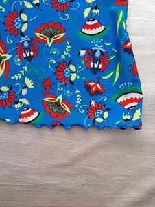 Blue Floral Print Bikini Top