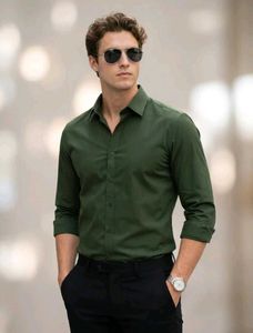 Men's Olive Green Button-Down Shirt