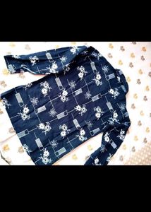 Boy's Blue Floral Print Shirt