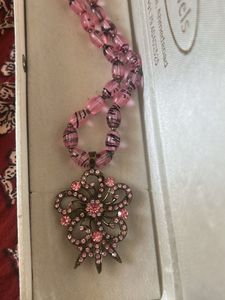 Pink Beaded Necklace &amp; Earring Victorian Set