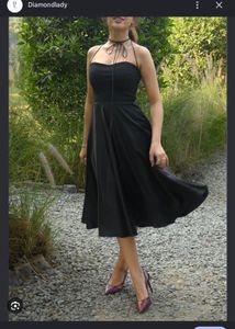 Diamond lady Elegant Black Halter Neck Dress