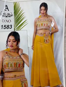 Embroidered Yellow Halter Neck Blouse Divider