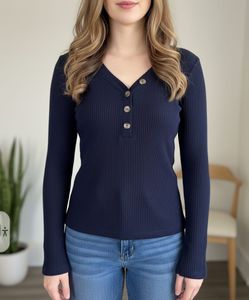 Navy Button Detail Top