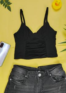 Black Trendy Crop Top