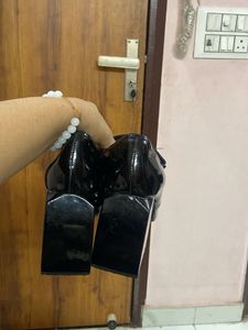 LEATHER MIX BLACK Mary Jane Heels