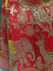 Beautifully Embellished Red Saree with blouse