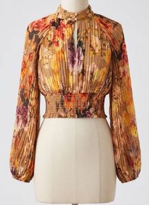 Boho Floral Pleated Smocked Top
