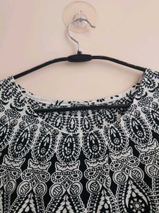 Boho Black &amp; White Print Tunic kaftan