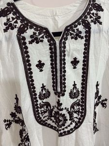 Pakistani Embroidered White Kurta