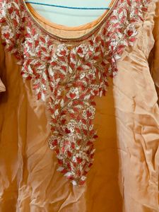 Elegant Peach Embroidered Kurta Set