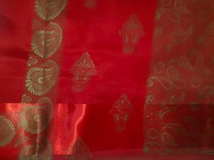 Vibrant Red Silk Saree  without blouse