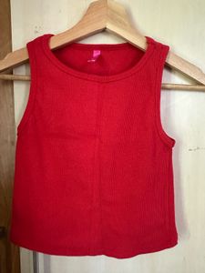 Red Ribbed Tank Top