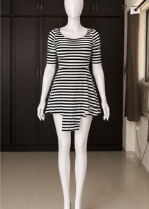 Striped Fit and Flare Mini Dress