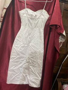 lea clothing Elegant White Corset Midi Dress