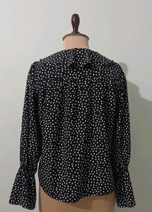 Vintage Chic Polka Dot Bell Sleeve Blouse